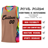 Custom Light Brown Side Flame Pattern Fashion Sports Uniform Basketball Jersey