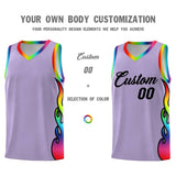 Custom Light Purple Side Flame Pattern Fashion Sports Uniform Basketball Jersey