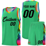 Custom Kelly Green Side Flame Pattern Fashion Sports Uniform Basketball Jersey