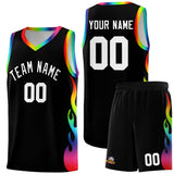 Custom Black Side Flame Pattern Fashion Sports Uniform Basketball Jersey