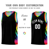 Custom Black Side Flame Pattern Fashion Sports Uniform Basketball Jersey