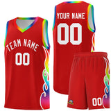 Custom Red Side Flame Pattern Fashion Sports Uniform Basketball Jersey