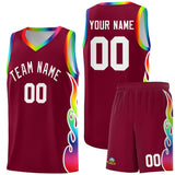 Custom Crimson Side Flame Pattern Fashion Sports Uniform Basketball Jersey