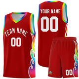 Custom Red Side Flame Pattern Fashion Sports Uniform Basketball Jersey