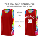 Custom Red Side Flame Pattern Fashion Sports Uniform Basketball Jersey