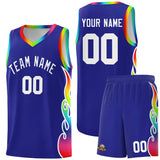 Custom Royal Side Flame Pattern Fashion Sports Uniform Basketball Jersey