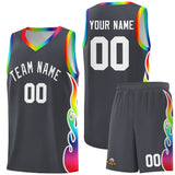 Custom Dark Gray Side Flame Pattern Fashion Sports Uniform Basketball Jersey