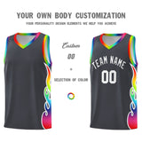 Custom Dark Gray Side Flame Pattern Fashion Sports Uniform Basketball Jersey