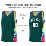 Custom Midnight Green Side Flame Pattern Fashion Sports Uniform Basketball Jersey
