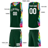 Custom Hunter Green Side Flame Pattern Fashion Sports Uniform Basketball Jersey