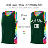 Custom Hunter Green Side Flame Pattern Fashion Sports Uniform Basketball Jersey