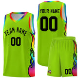 Custom Neon Green Side Flame Pattern Fashion Sports Uniform Basketball Jersey