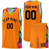 Custom Orange Side Flame Pattern Fashion Sports Uniform Basketball Jersey