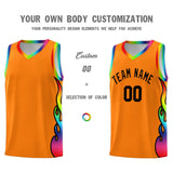 Custom Orange Side Flame Pattern Fashion Sports Uniform Basketball Jersey