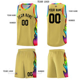 Custom Old Gold Side Flame Pattern Fashion Sports Uniform Basketball Jersey