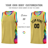 Custom Old Gold Side Flame Pattern Fashion Sports Uniform Basketball Jersey