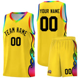 Custom Gold Side Flame Pattern Fashion Sports Uniform Basketball Jersey