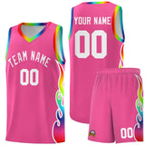 Custom Pink Side Flame Pattern Fashion Sports Uniform Basketball Jersey