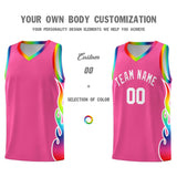 Custom Pink Side Flame Pattern Fashion Sports Uniform Basketball Jersey