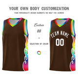 Custom Brown Side Flame Pattern Fashion Sports Uniform Basketball Jersey