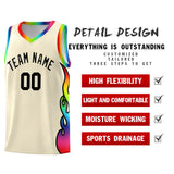 Custom Cream Side Flame Pattern Fashion Sports Uniform Basketball Jersey