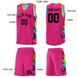 Custom Rose Red Side Flame Pattern Fashion Sports Uniform Basketball Jersey