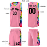 Custom Light Pink Side Flame Pattern Fashion Sports Uniform Basketball Jersey