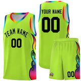 Custom Neon Green Side Flame Pattern Fashion Sports Uniform Basketball Jersey