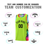 Custom Neon Green Side Flame Pattern Fashion Sports Uniform Basketball Jersey