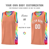 Custom Light Orange Side Flame Pattern Fashion Sports Uniform Basketball Jersey