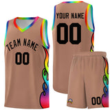 Custom Light Brown Side Flame Pattern Fashion Sports Uniform Basketball Jersey