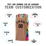 Custom Light Brown Side Flame Pattern Fashion Sports Uniform Basketball Jersey