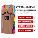 Custom Light Brown Side Flame Pattern Fashion Sports Uniform Basketball Jersey