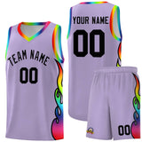 Custom Light Purple Side Flame Pattern Fashion Sports Uniform Basketball Jersey