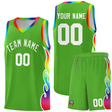 Custom Neon Green Side Flame Pattern Fashion Sports Uniform Basketball Jersey
