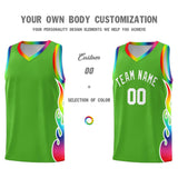 Custom Neon Green Side Flame Pattern Fashion Sports Uniform Basketball Jersey