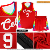 Custom Red Side Flame Pattern Fashion Sports Uniform Basketball Jersey
