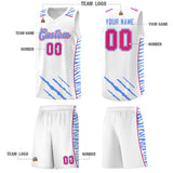 Custom White Personalized Tiger Claw Pattern Sports Uniform Basketball Jersey