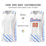 Custom White Personalized Tiger Claw Pattern Sports Uniform Basketball Jersey