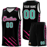 Custom Black Personalized Tiger Claw Pattern Sports Uniform Basketball Jersey