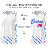 Custom White Personalized Tiger Claw Pattern Sports Uniform Basketball Jersey