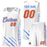 Custom White Personalized Tiger Claw Pattern Sports Uniform Basketball Jersey