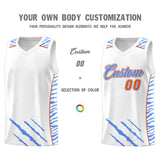 Custom White Personalized Tiger Claw Pattern Sports Uniform Basketball Jersey
