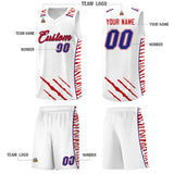 Custom White Personalized Tiger Claw Pattern Sports Uniform Basketball Jersey