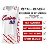 Custom White Personalized Tiger Claw Pattern Sports Uniform Basketball Jersey
