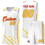 Custom White Personalized Tiger Claw Pattern Sports Uniform Basketball Jersey