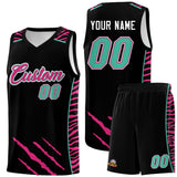 Custom Black Personalized Tiger Claw Pattern Sports Uniform Basketball Jersey