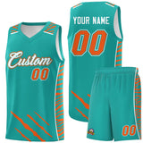 Custom Aqua Personalized Tiger Claw Pattern Sports Uniform Basketball Jersey