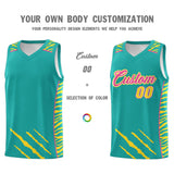 Custom Aqua Personalized Tiger Claw Pattern Sports Uniform Basketball Jersey