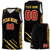 Custom Black Personalized Tiger Claw Pattern Sports Uniform Basketball Jersey